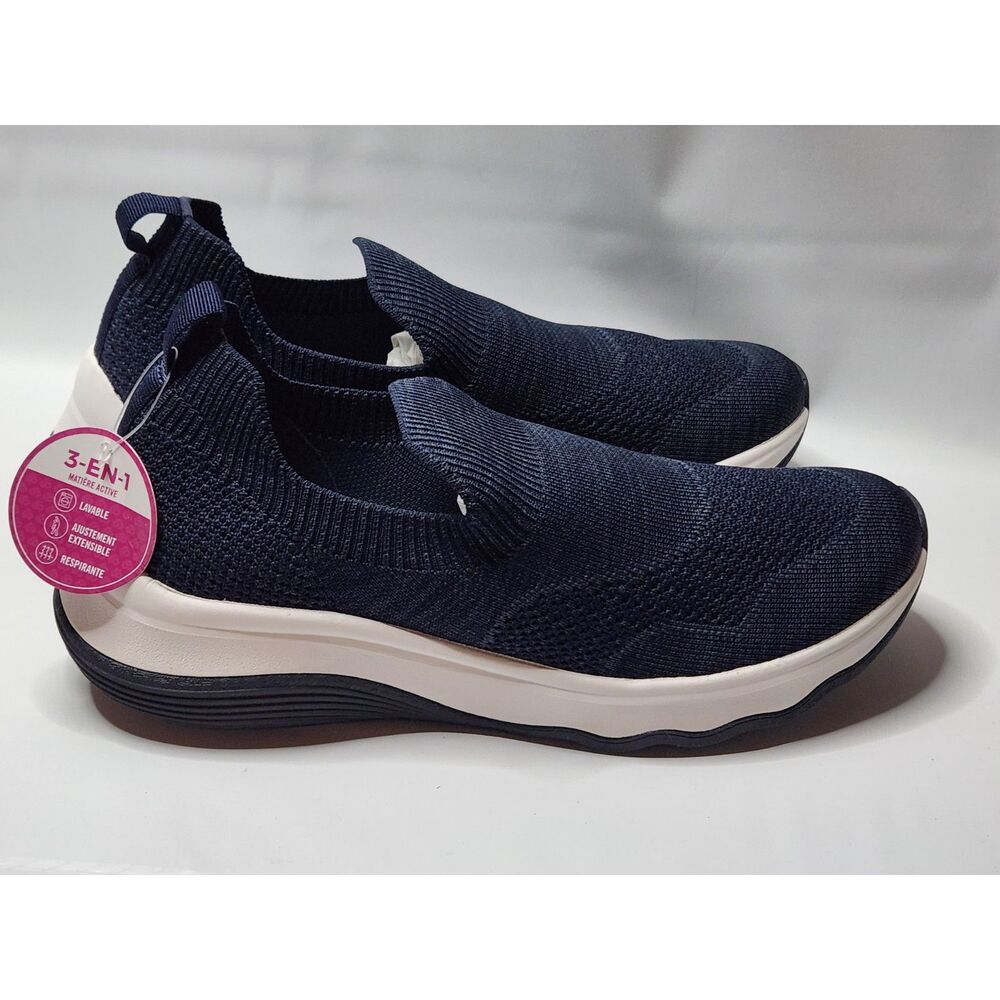 Clarks Cloudsteppers Circuit Path Slip‑On Shoes Navy Knit Women’s 9.5